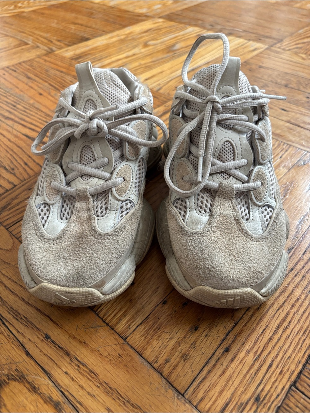 Yeezy Kids Tan Suede & Mesh Sneakers